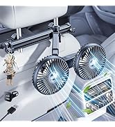 xuenair Car Fan for Backseat Kids Baby Dog, Dual Head USB Fan for Car Seat Headrest SUV Van Picku...