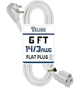 YOJOE Indoor Extension Cord, Flat Plug 3 Prong Grounded 15A Power Extension Cord, 14 Gauge Heavy ...