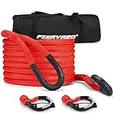 FieryRed 3/4” x 20FT Kinetic Recovery Rope Kit with 2 Soft Shackles, 26500LBS MBS Heavy Duty Tow ...