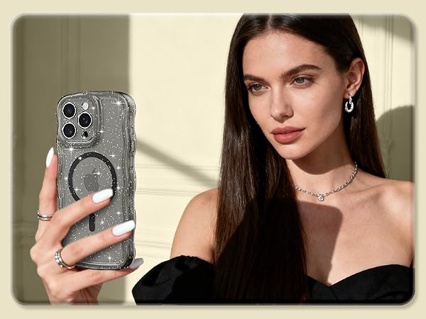 crystal Clear case transparent case magnetic case glitter case Glossy case cute case aesthetic case