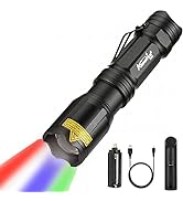 ALONEFIRE X004 Multicolor 4 Color in 1 LED Tactical Flashlight Rechargeable Red Green Blue White ...