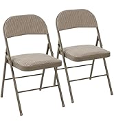 DUMOS 2 Pack Folding Chairs with Padded Cushion and Back - Fabric Stackable Portable Dining Chiar...