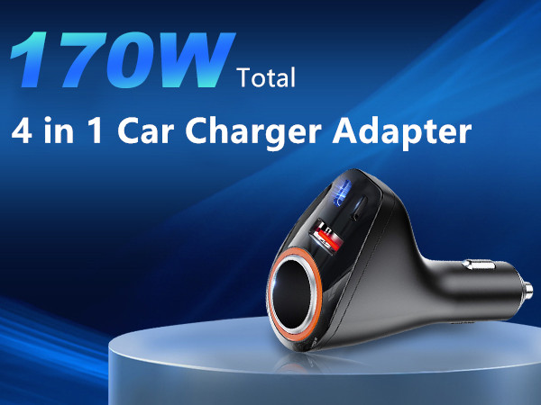 4 in 1 Car Charger Cigarette Lighter USB Charger