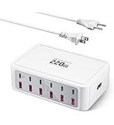 Aergiatech 220W USB C Charging Station, 12-Port GaN Charger Hub,65W Laptop Charger Adapter for Ma...