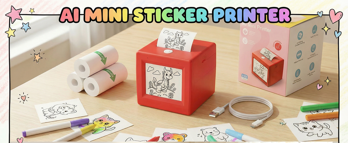 AI Mini Sticker Printer for Kids