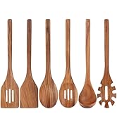 Acacia Wood Utensils Set - 6 Piece Handmade Wooden Spoons for Cooking, Natural Acacia Wood Kitche...