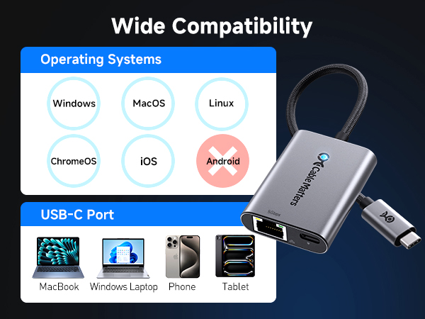 5G Ethernet to USB C adapter compatible with USB4 Thunderbolt 5 and Thunderbolt 4