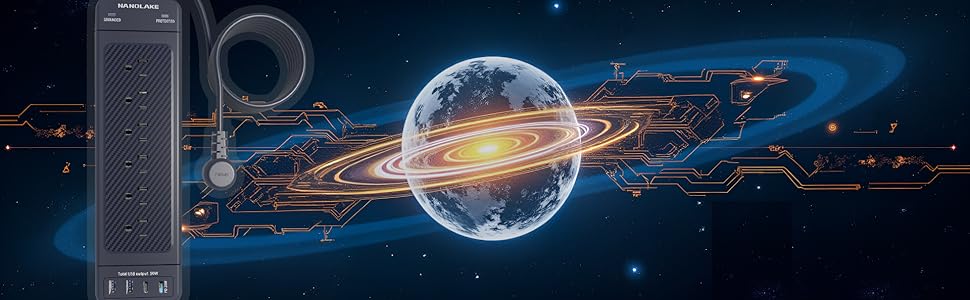 10 ft extension cord heavy duty power strip with surge protection