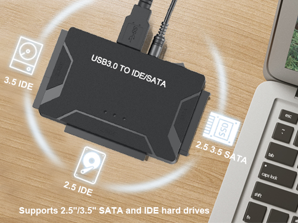 Universal SATA/IDE to USB 3.0 Adapter – Retrieve Data from Laptops, Desktops &amp;amp; Legacy Hard Drives