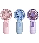 VanSmaGo 3 PCS Portable Handheld Mini Fans, USB Rechargeable Personal Fan for Travel, 3 Speeds Re...