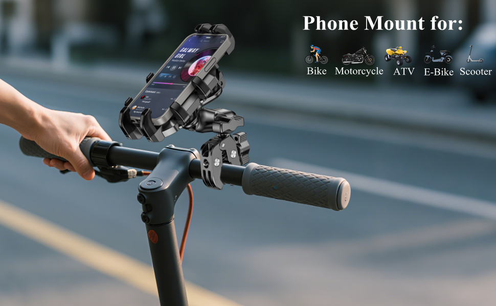 Motorcycle phone mount for bike atv scooter