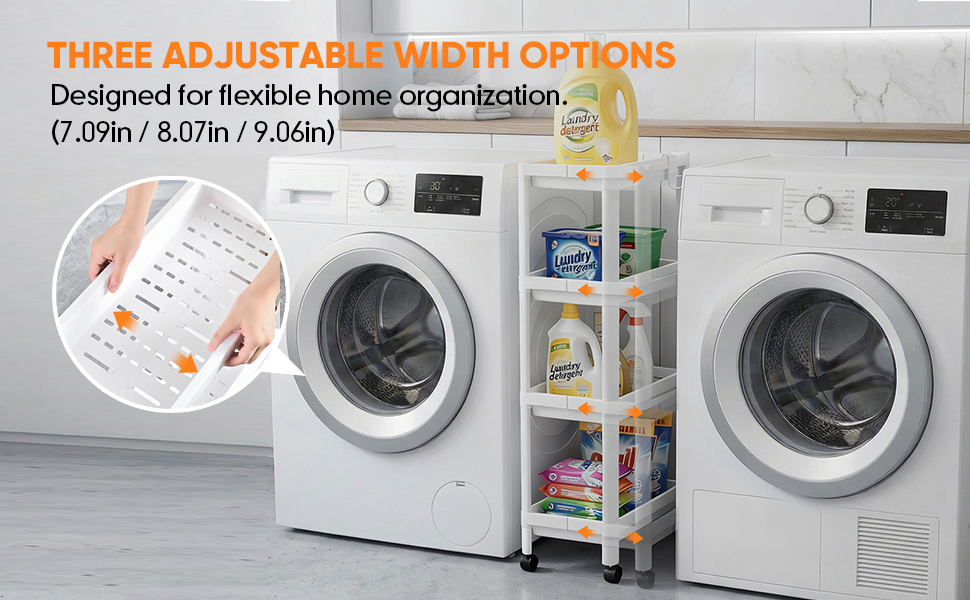 Moryimi Laundry Room Cart Between Washer and Dryer Storage, Expandable Slim Laundry Cart