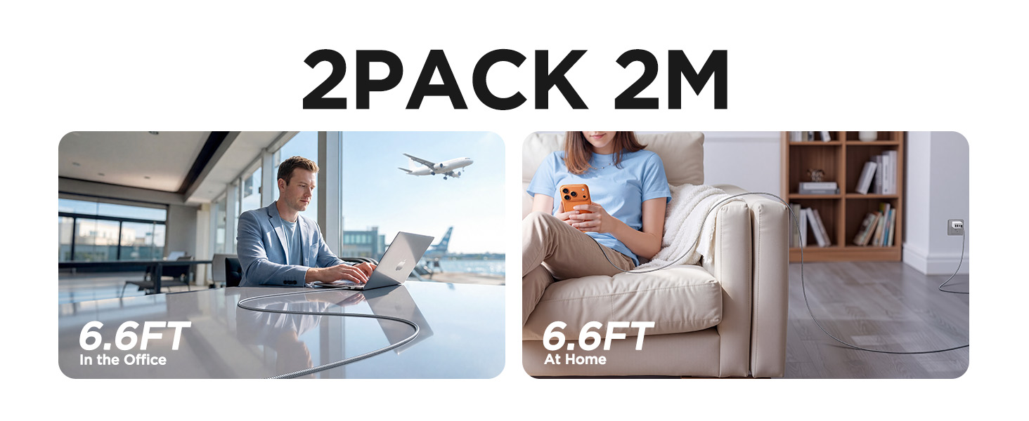 6.6ft USB-C to USB-C cable lets you use it in more situations