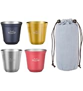 MEMOO YILAN Double Wall Insulated Stainless Steel Espresso Cups &amp; Shot Glasses 80ml 4pcs/Set with...