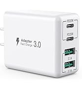 USB C Wall Charger, 40W 4-Port USB C Charger Block, Fast Charging Block Dual Port PD+QC Wall Plug...