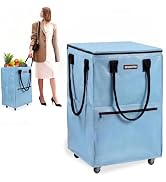 WORKPRO Medium Rolling Grocery Bag, 18-Gallon Tote with 4 Wheels, 75 lbs Capacity, Dual Carry, Wi...