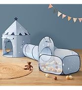 Tiny Land 3-in-1 Baby Tunnel for Toddlers with Ball Pit &amp; Play Tent, Pop Up Crawl Tunnel for Kids...