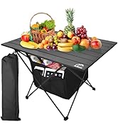 Audoyon Portable Camping Table Folding Ultralight Compact Side Table, Aluminum Fold Up Beach Tabl...