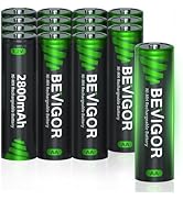 BEVIGOR AA Rechargeable Batetries 16 Counts, 2800 mAh High Capacity, 1.2V Ni-MH Low Self Discharg...