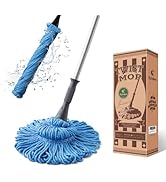 Eyliden Mop with 2 Reusable Microfiber Heads, Easy Wringing Twist Mop, 57.5 inch Long Handle, Wet...