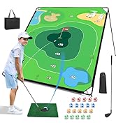 Liberry Golf Chipping Game with Large Chipping Mat, 2 Adjustable Clubs, 20 Sticky Balls, Outdoor ...