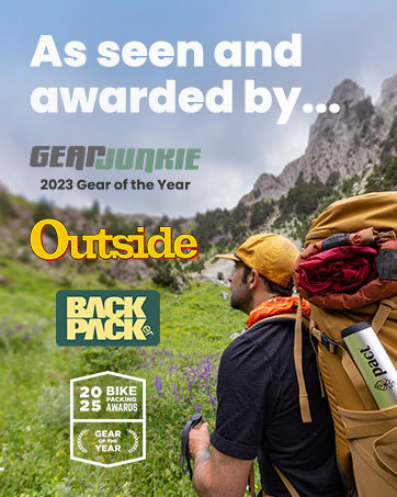 PACT Outdoors as seen and awarded by outside magazine, Backpacker, Bikepacking.com and GearJunkie