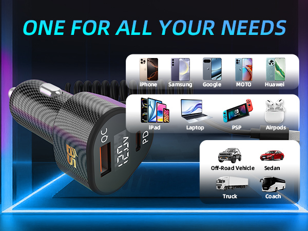 fast charging car charger with cable