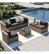 Aoxun Patio Furniture Sets, 7-Piece Outdoor Patio Furniture with Thick Cushions, Wicker Outdoor C...