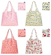 GAUENEEN 4 Pcs Reusable Grocery Bags, Foldable Shopping Bags Heavy Duty, Large Nano Bag Cute Tote...