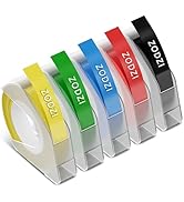 Embossing Label Tapes Compatible with Zodzi E975, EazeID Omega S, Dymo Label Maker Refills, 3/8 I...