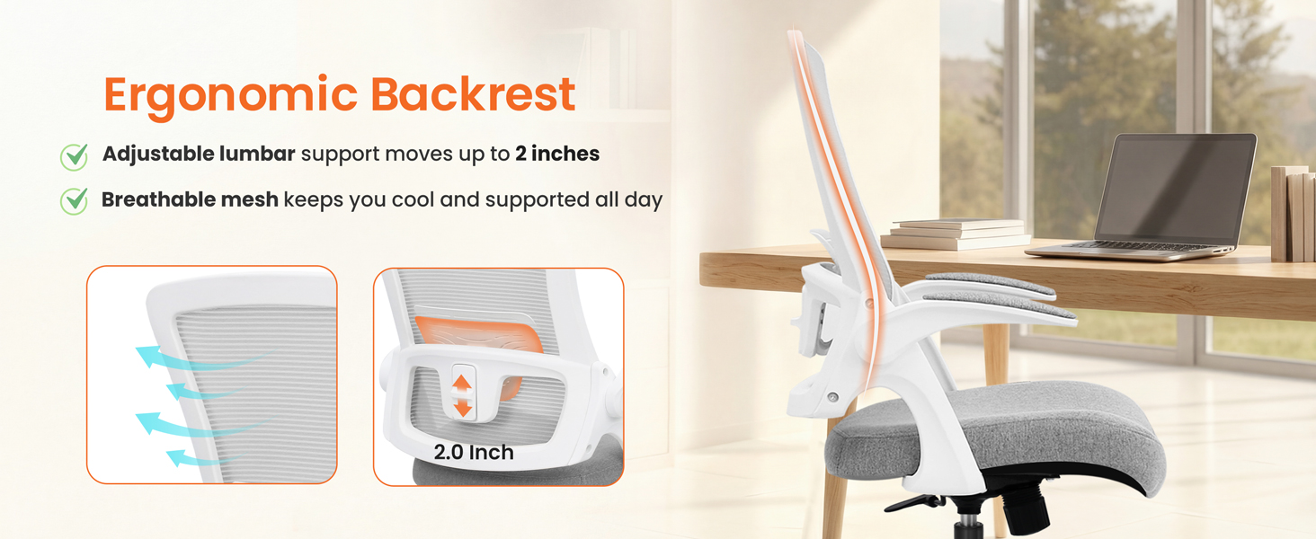 Office chair with flip-up armrests