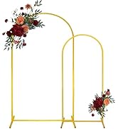 Gold Metal Arch Backdrop Stand 2 Set 7.2FT, 6FT Wedding Arch Stand Arched Door Frame for Birthday...
