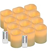 antizer Flameless Candles Battery Operated Candles Set of 12 Ivory Real Wax Pillars Flickering Ca...