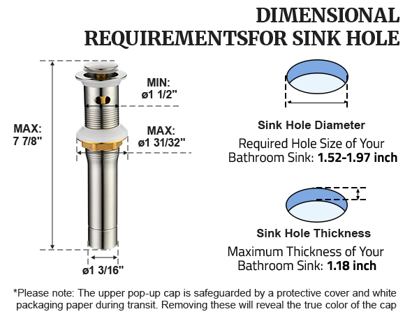 pop up bathroom sink drain