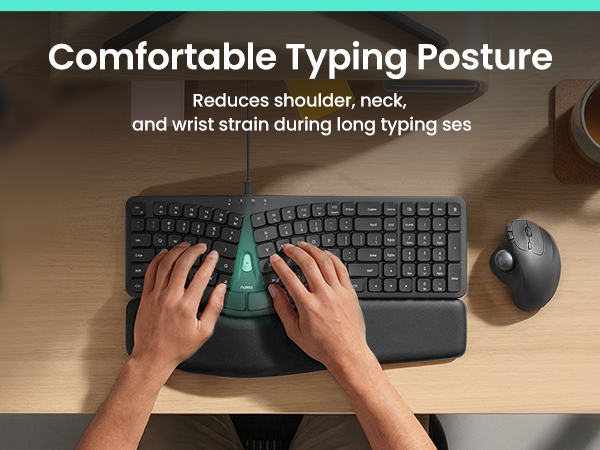 Ergonomic Keyboard Wired Split Design Palm Rest Volcano Keycaps Natural Typing Type C USB Plug