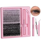 Fvaql Lash Extension Kit DIY 320pcs Lash Clusters Eyelash Extension Kit, 9-16mm 20D 50D Individua...
