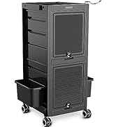 TASALON Premium Lockable Salon Trolley Cart with Wheels and 6 Drawers &amp; 2 Bucket, Versatile Salon...