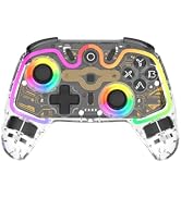 ASRVA Wireless Hall Effect Controller, Bluetooth/2.4G/Wired 3 Modes, RGB Transparent Gamepad with...