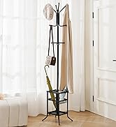 Yoobure Coat Rack Freestanding - Coat Tree with Umbrella Holder, Metal Coat Rack Stand with 12 Ho...
