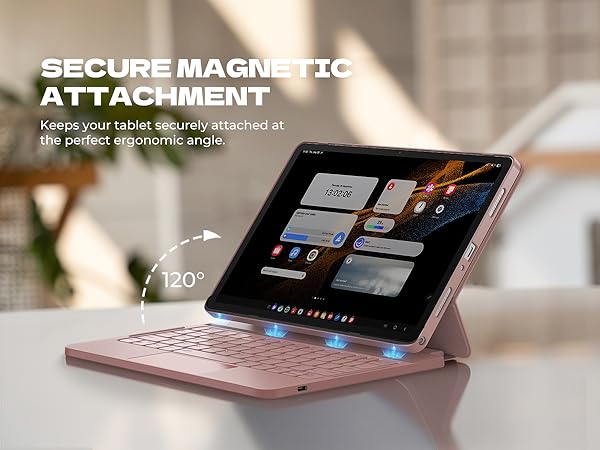 Laptop-like Typing Multi-touch Trackpad Backlit Stylus Holder for Galaxy Tab A9+ Plus (2023)