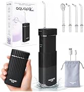 Aquapik Mini Portable Water Flosser for Travel, Cordless Oral Irrigator Ideal for Braces, Implant...