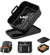 Air Fryer Silicone Liners Thickening Reusable with Lid for 5-8QT Air Fryer Basket &amp; Ninja DZ550 D...