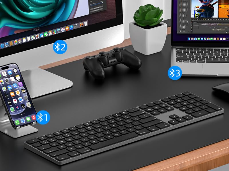 Bluetooth Slim Keyboard for Mac, Aluminum Rechargeable Keyboard Wireless