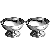 DOITOOL Stainless Steel Salad Cup Set of 2 Reusable Metal Dessert Bowls for Ice Cream Sundae Pudd...