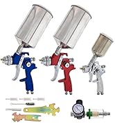 TCP Global Complete Professional 9 Piece HVLP Spray Gun Set with 2 Full Size Spray Guns, 1 Detail...