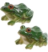 DOITOOL Resin Frogs Figurine Set 2 Pcs Miniature Frog Figurines for Desktop Garden Fairy Garden F...