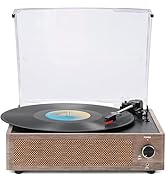 WOCKODER Vintage Vinyl Record Player with Speakers Retro Turntable Belt-Driven LP Phonograph 3-Sp...