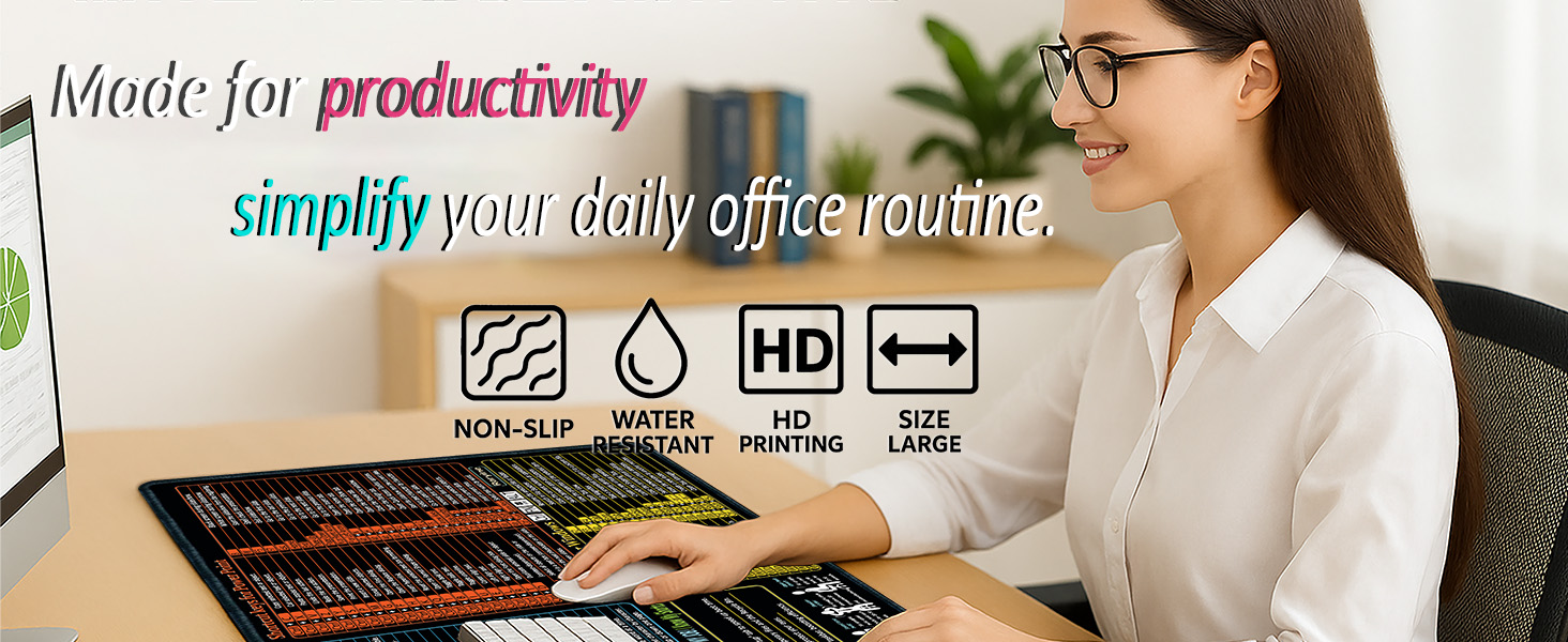 excel cheat sheet desk pad