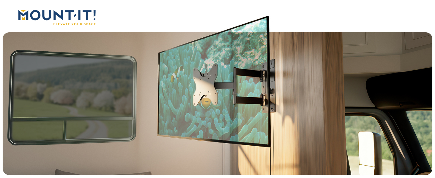Locking TV wall mount for RVs, campers and travel trailers