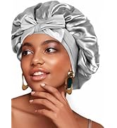 Silk Bonnet for Sleeping, Satin Hair Wrap Cap for Women, Double-Layer Bonnet with Tie Band, Hair ...